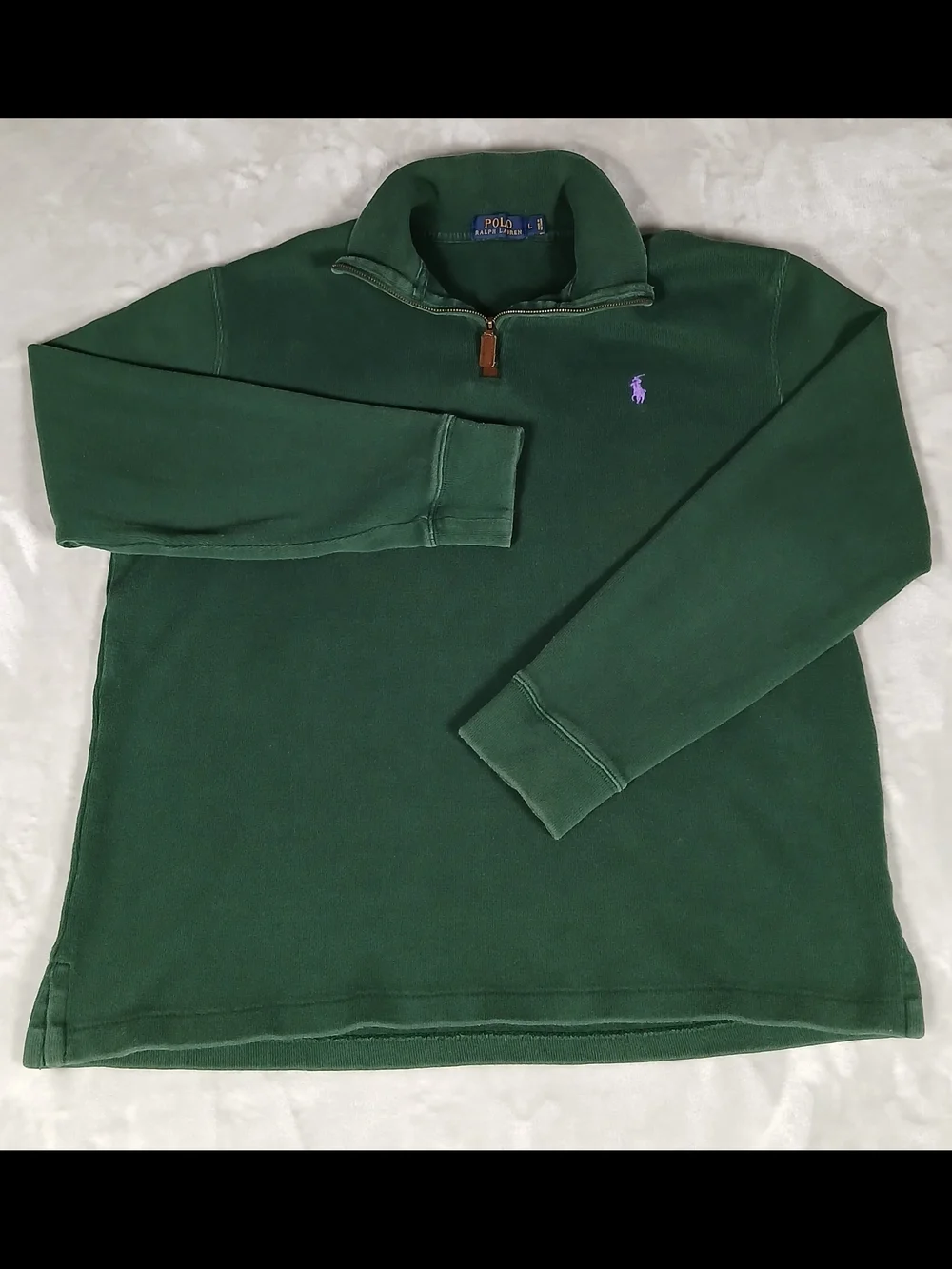 Polo Ralph Lauren 1/4 Zip L Men's Pullover Sweater Green Preppy